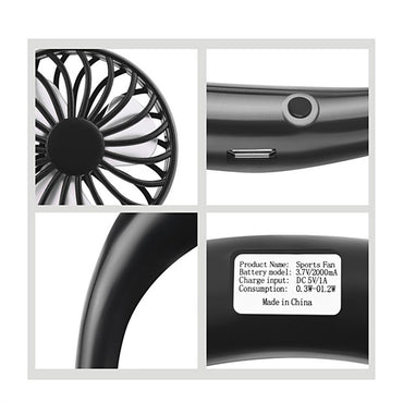 Aufladen tragbarer Lazy Fan Student Desktop Fan Hängender Halsventilator