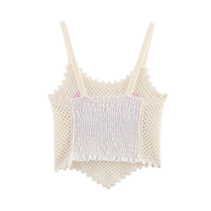 Crocheted Hollow Bow Knitted Camisole