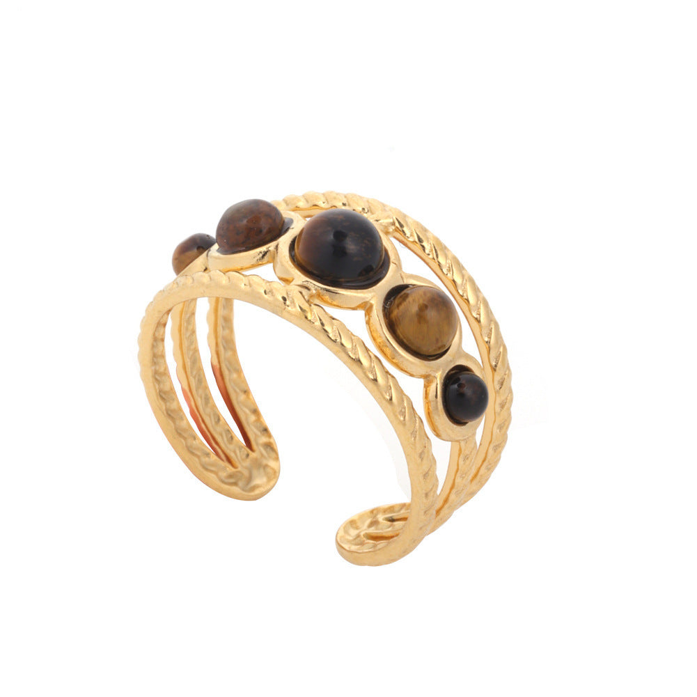 Maillard Khaki Exquisiter, eleganter, modischer Edelstahlring