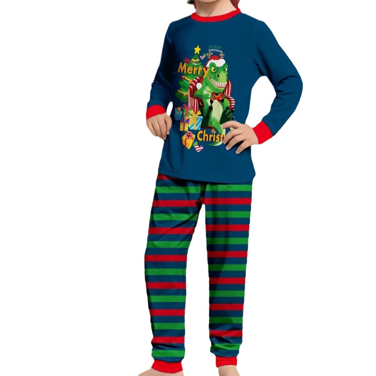 Tyrannosaurus Letter Christmas Tree Printing Parent-child Suit Pajamas - X2-Shopping