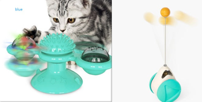 Cat Rotating Windmill Multi-Function Toys Itch Scratching Device Teeth Shining Toy - X2-Shopping