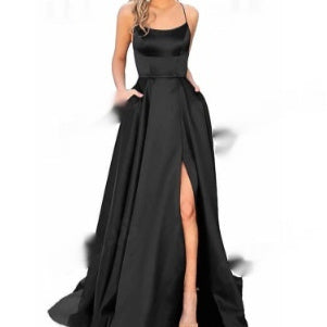 Solid Color Long Slimming And Shoulder Hollow Girlfriends Fashion Bridesmaid Party Dress - X2-Shopping