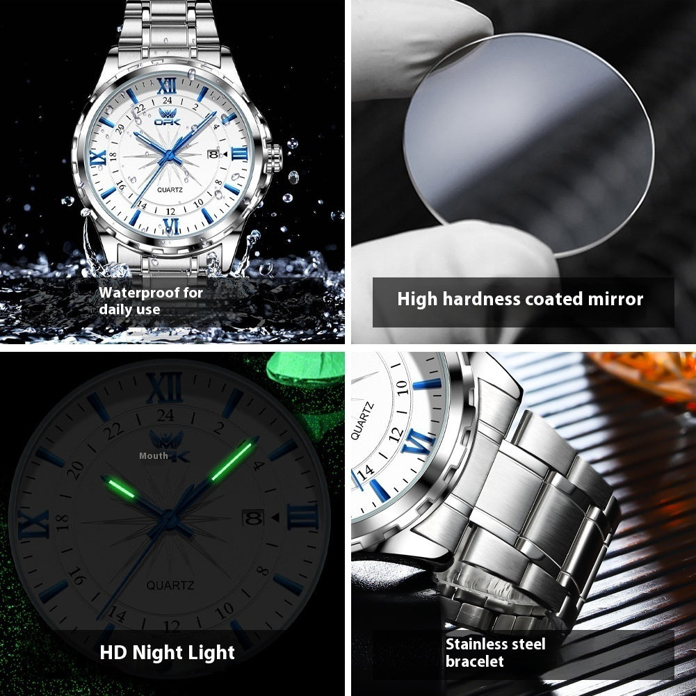 Wasserdichte leuchtende Herrenuhr Persönlichkeit Quarz