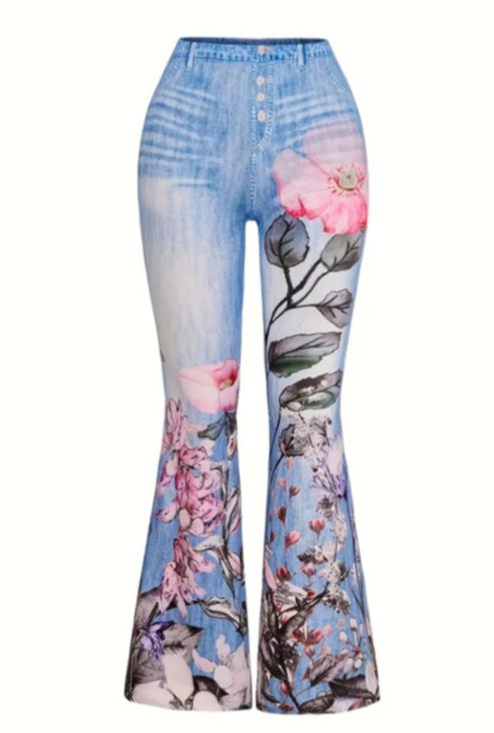 Women's Printed Polyester Jeans - X2-Shopping