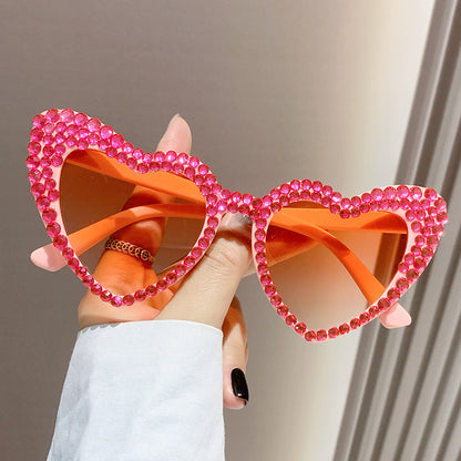 Female Cute Cat Eye Heart-shaped Sun Glasses - X2-Shopping