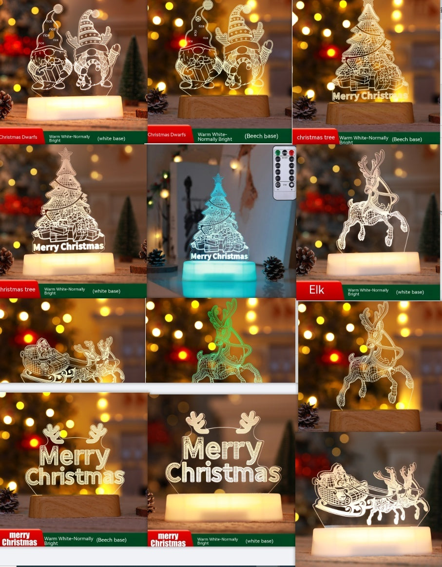 Weihnachtsdekoration 3D-Lampe Acryl LED-Nachtlichter Neujahr Valentinstag Weihnachten Kindergeschenk Weihnachtsschmuck