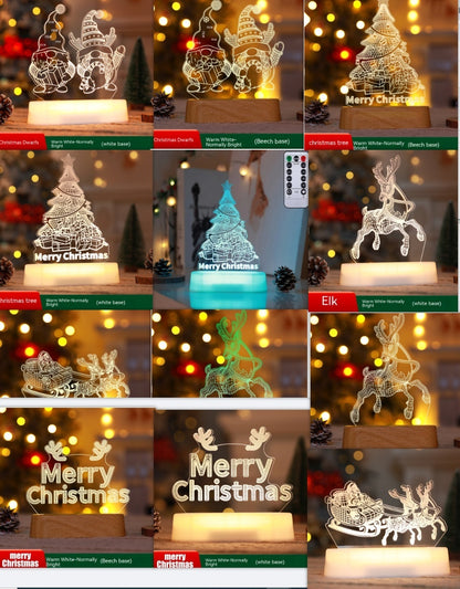 Weihnachtsdekoration 3D-Lampe Acryl LED-Nachtlichter Neujahr Valentinstag Weihnachten Kindergeschenk Weihnachtsschmuck