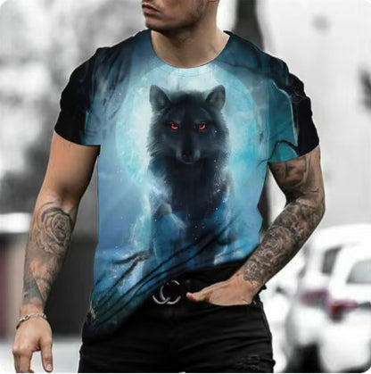 Retro 3D Animal Print Men's Short-sleeved T-shirt