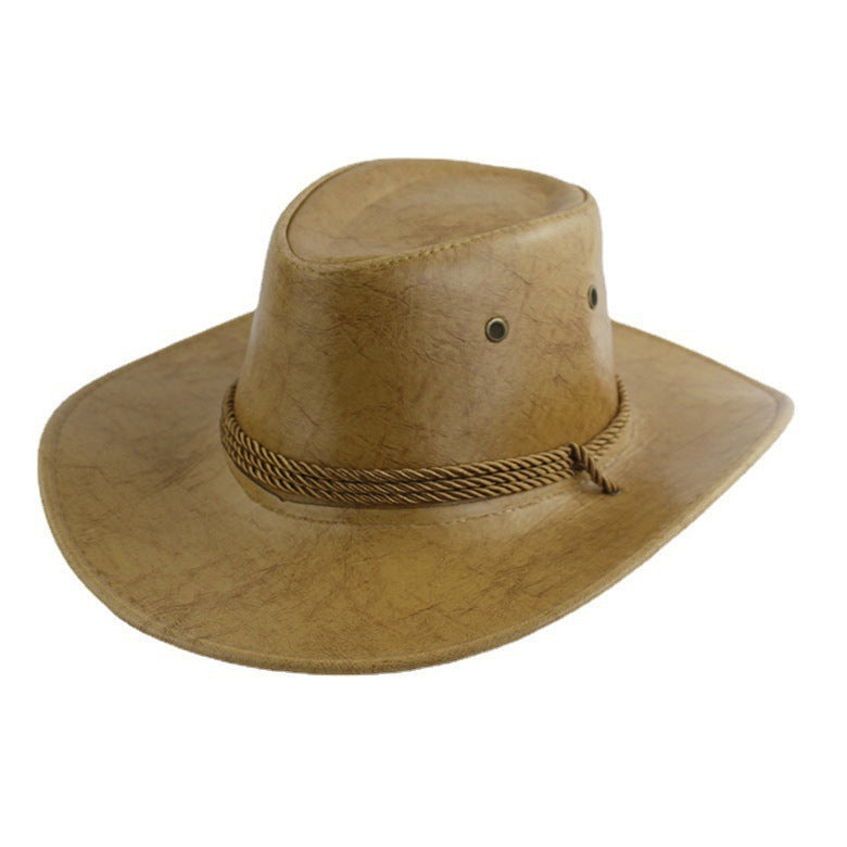 Cowboy Hat Men's Double-sided Suede Sun Hat With Wide Brim