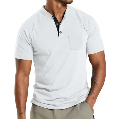 Plus Size Men's Short Sleeve Button Pocket T-shirt Polo