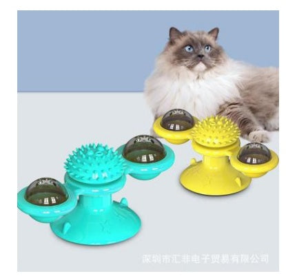 Cat Rotating Windmill Multi-Function Toys Itch Scratching Device Teeth Shining Toy - X2-Shopping