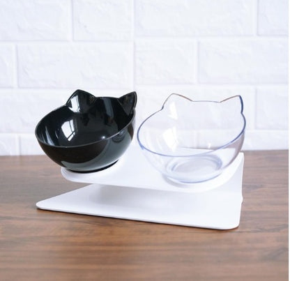 New Inclined Food Cat Ear Oblique Mouth Transparent Single Pet Bowl - X2-Shopping