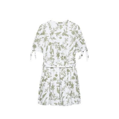 European And American Style Hollow Out Embroidered Printed Mini Short Sleeve Dress