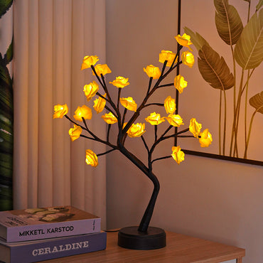 Tischlampe Blumenbaum Rosenlampen Fee Schreibtisch Nachtlichter USB-betrieben Geschenke für Hochzeit Valentinstag Weihnachtsdekoration
