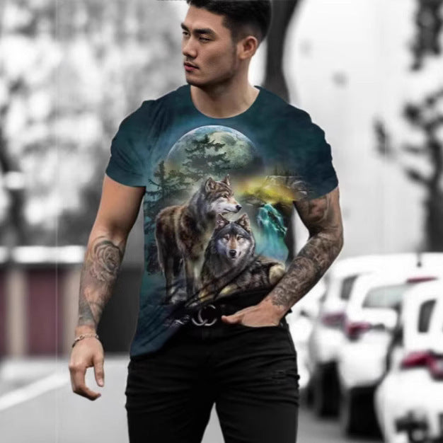 Retro 3D Animal Print Men's Short-sleeved T-shirt