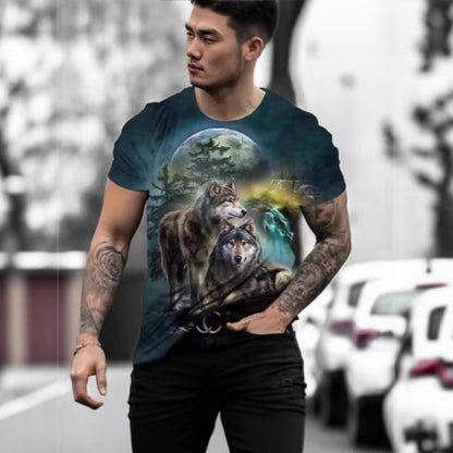 Retro 3D Animal Print Men's Short-sleeved T-shirt