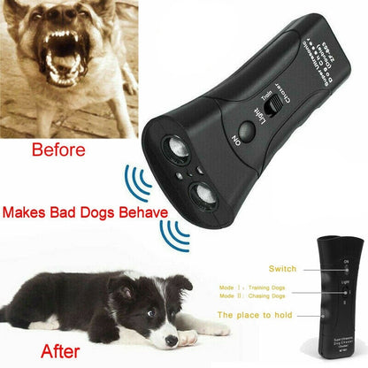 3-in-1 Anti Barking Dog Training Device Ultrasonic Dog Training Repeller  LED Flashlight - X2-Shopping