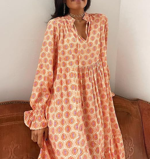 Women's Fashion Stereo Printed Mid Waist Dress