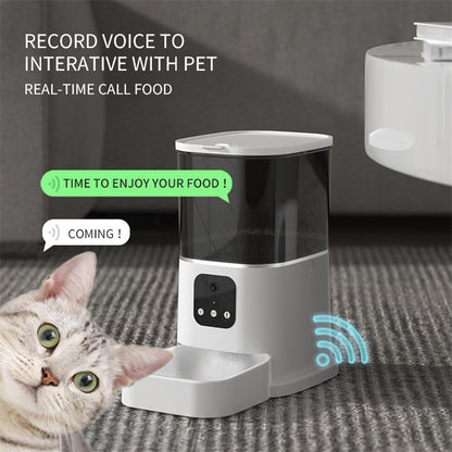 Pet Automatic Feeder Large Capacity Smart Voice Recorder APP Control Timer Feeding Cat Dog Food Dispenser With WiFi Pet Bowl - X2-Shopping