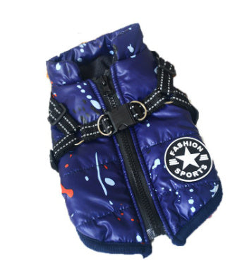 Dog Clothes Chest Back Integrated Cotton Vest Pet Cotton Clothes Winter Clothes - X2-Shopping
