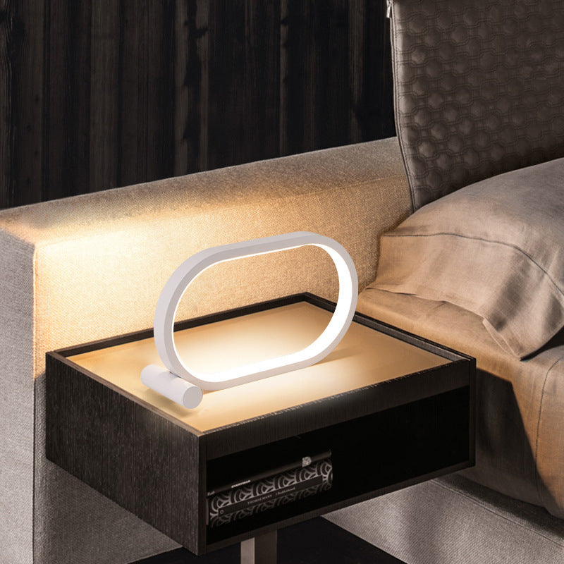 USB-Plug-In-Lampe Ovale Acryllampe Touch Control Dimmbar Moderne Einfache Kreative Nachtlampe Nachttisch-Leselampe Schreibtischtisch-LED