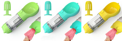 Pet Water Bottle Feeder Bowl Garbage Bag Storage Portable Pet Outdoor Travel 3 In 1 Dog Water Bottle - X2-Shopping