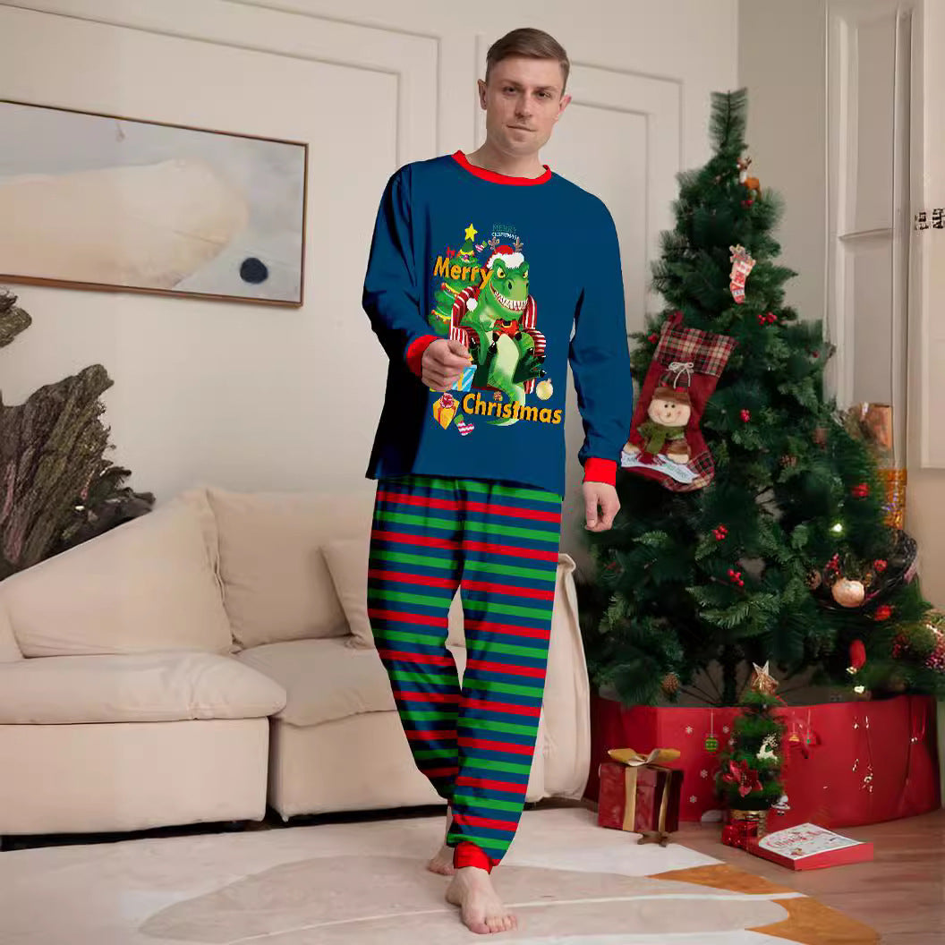 Tyrannosaurus Letter Christmas Tree Printing Parent-child Suit Pajamas - X2-Shopping