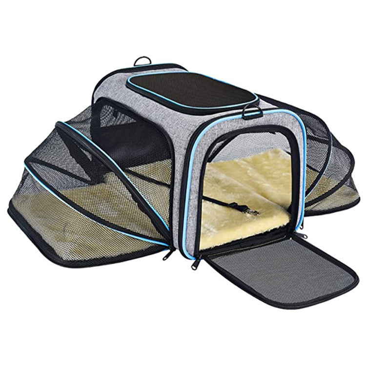 Carrier For Cat Pet Airline Approved Expandable Foldable Soft Dog Carrier Opened Doors Reflective Tapes Cat Travel Bag - X2-Shopping