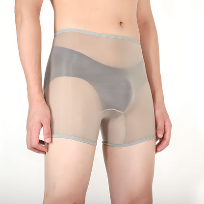Men's Ultra-thin Shiny Stockings Transparent Bag Independent Warehouse Boxer Briefs