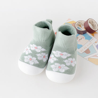 Babyschuhe mit weicher Sohle, rutschfest, atmungsaktiv, aus Strick