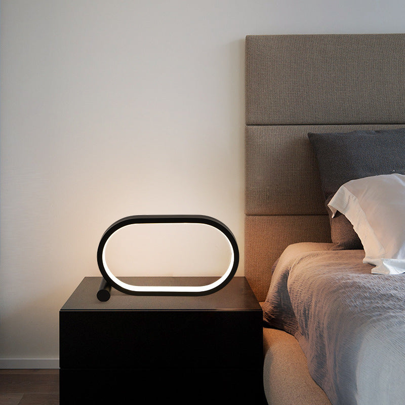 USB-Plug-In-Lampe Ovale Acryllampe Touch Control Dimmbar Moderne Einfache Kreative Nachtlampe Nachttisch-Leselampe Schreibtischtisch-LED