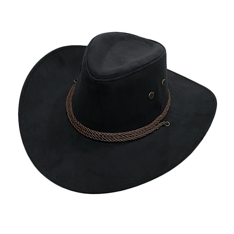 Cowboy Hat Men's Double-sided Suede Sun Hat With Wide Brim