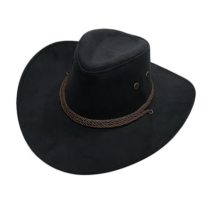 Cowboy Hat Men's Double-sided Suede Sun Hat With Wide Brim