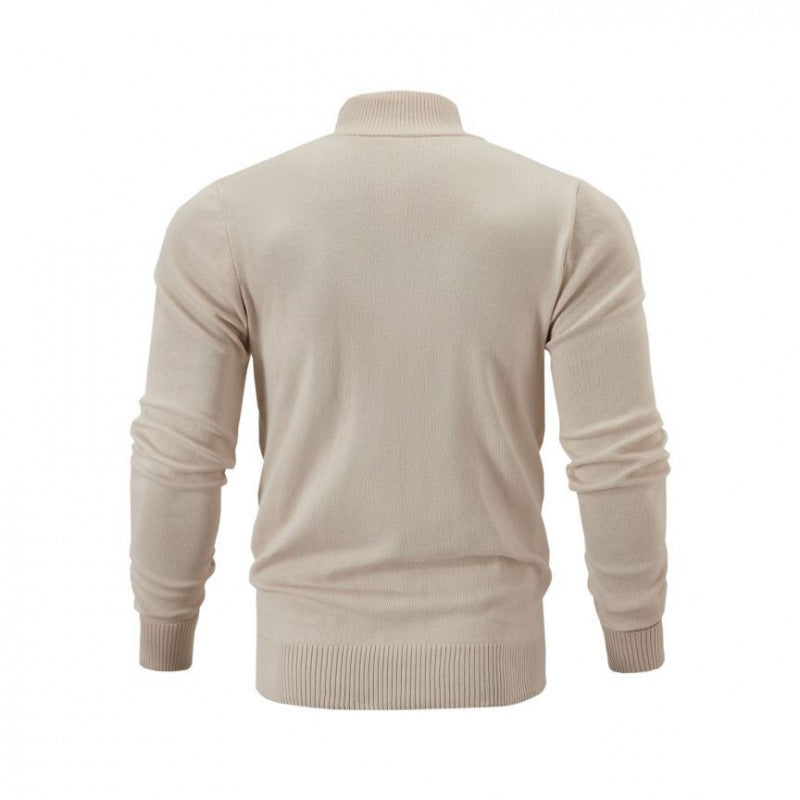 Stand Collar Casual Sports Sweater Solid Color Zipper Sweater