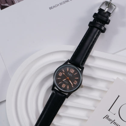 Men's Leather Strap Sports Pointer Quartz Watch