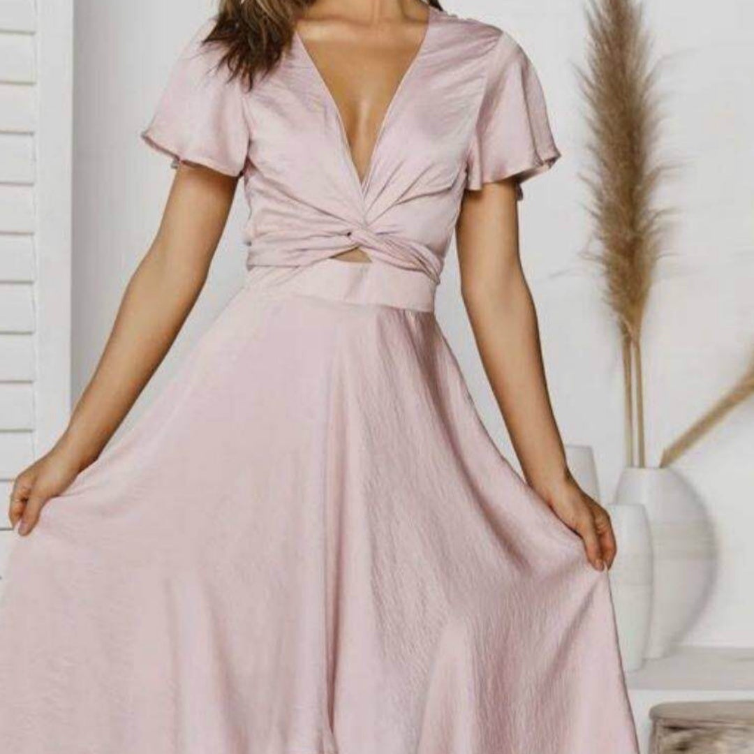 V-neck Temperament Irregular Lace-up Dress - X2-Shopping