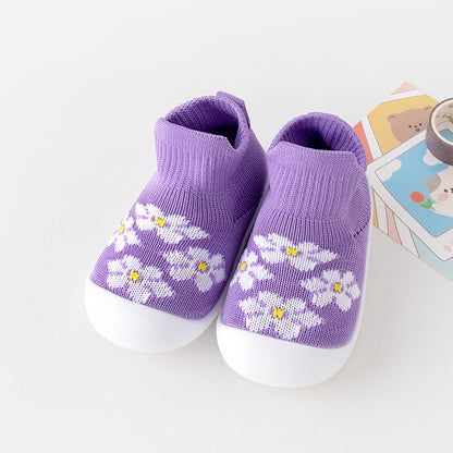 Babyschuhe mit weicher Sohle, rutschfest, atmungsaktiv, aus Strick
