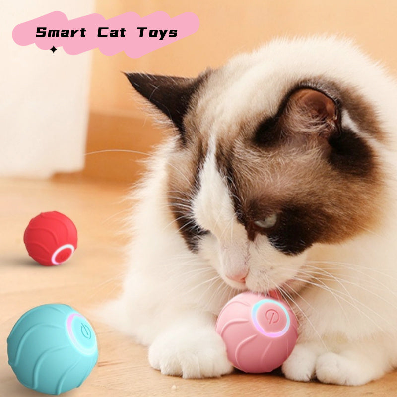 Smart Cat Toys Rolling Ball Pet Cat Owner Interactive Pets Toys Automatic Bouncing Ball USB Self Hi Teasing Kittens Jumping Ball - X2-Shopping