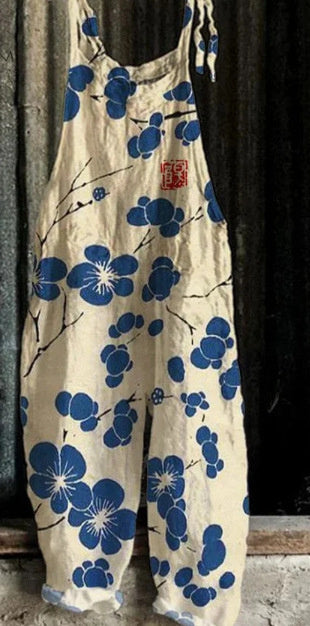 Women's Suspender Pants Animal Vintage Print