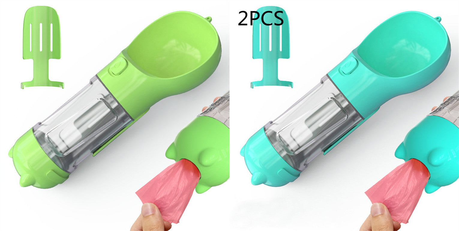 Pet Water Bottle Feeder Bowl Garbage Bag Storage Portable Pet Outdoor Travel 3 In 1 Dog Water Bottle - X2-Shopping