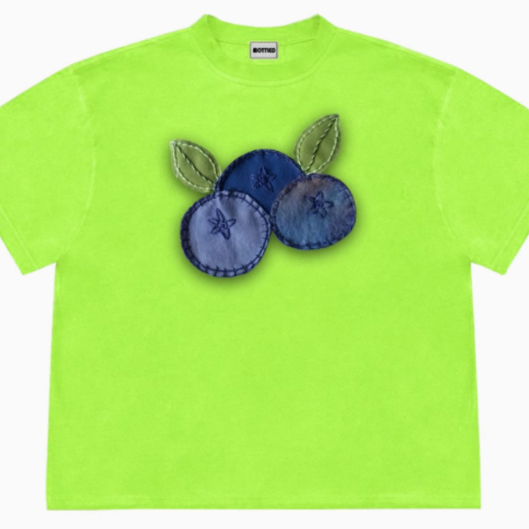 Blueberry Fabric Patchwork Style Fruit Cute Short Sleeved T-shirt