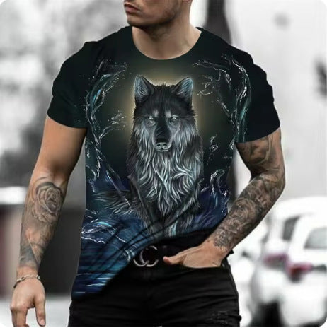 Retro 3D Animal Print Men's Short-sleeved T-shirt