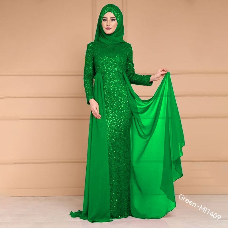 Noble Elegant Slim Slimming Sequined Ladies Gift Retro Style Long Fish Tail Dress - X2-Shopping