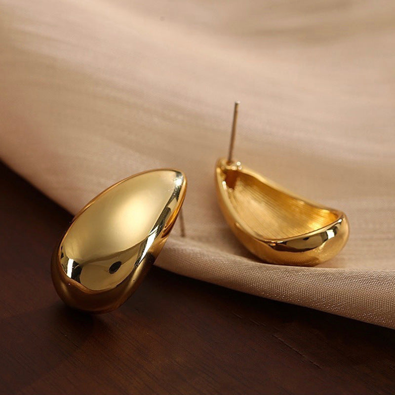 Metall Textur Hochwertige Ohrringe Golden Water Drop