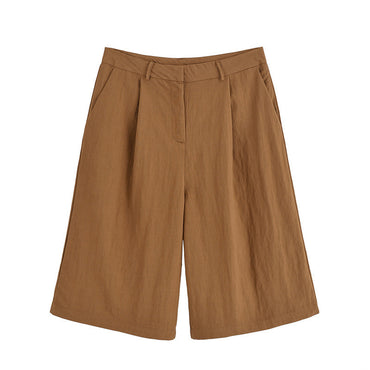 Half Sleeve Lace-up Suit Jacket Linen Leisure Mid Waist Shorts Suit