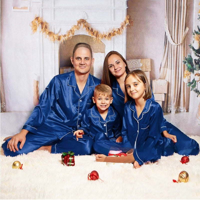 Children's Long-sleeved Parent-child Ice Silk Pajamas Suit - X2-Shopping
