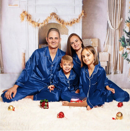 Children's Long-sleeved Parent-child Ice Silk Pajamas Suit - X2-Shopping