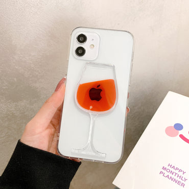 Kompatibel mit Apple, 3D-Telefonhülle mit heißem Rotwein, flüssigem Glas, Lippen, transparentem Sand