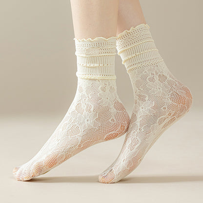 Thin Breathable Hollowed-out Mesh Lace Socks