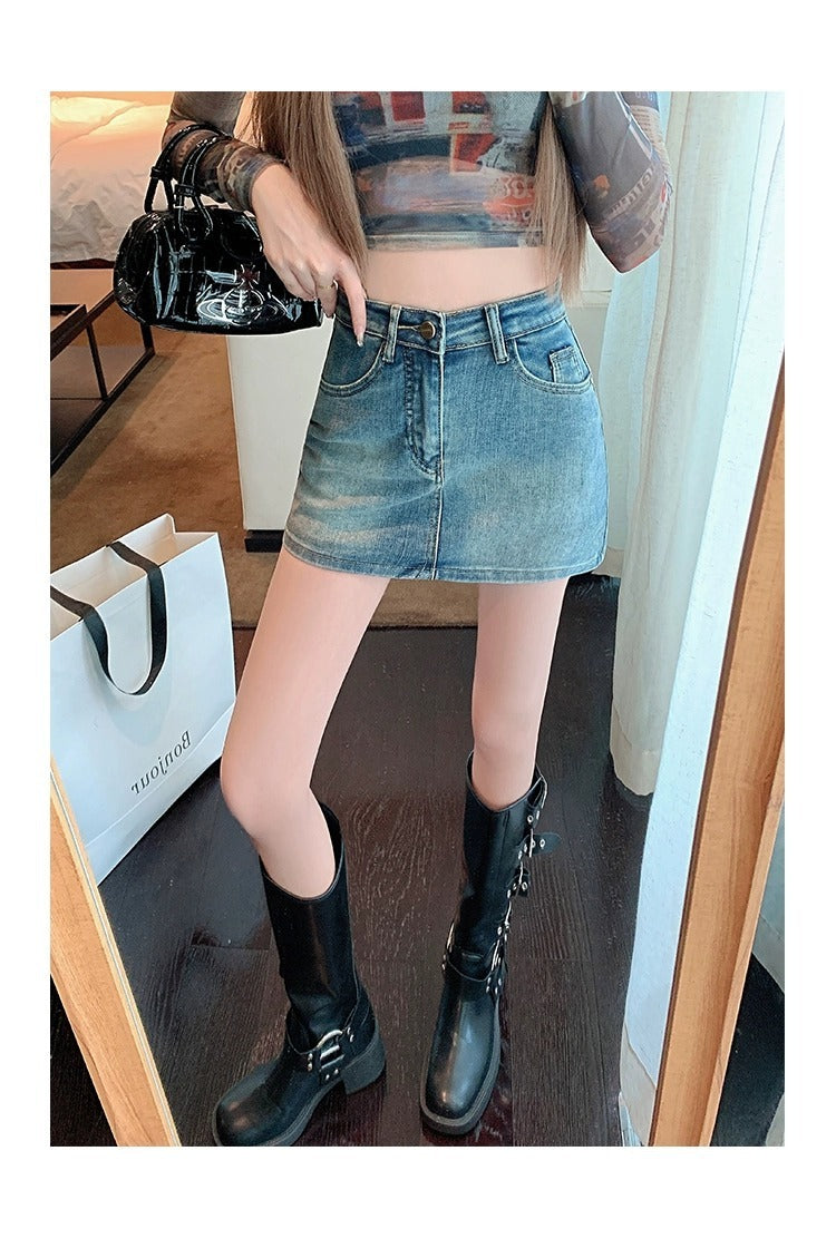 Retro Denim High Waist Hip Skirt - X2-Shopping